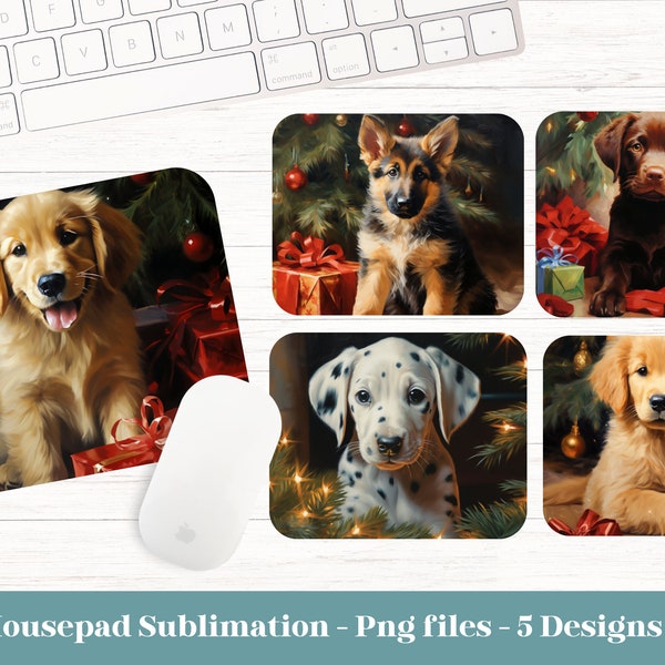Dog Mousepad Sublimation, Christmas Mousepad Png, Puppy Mousepad Png, Winter Mousepad Png, Dog Mouse Pad Sublimation Design, Mousepad Bundle