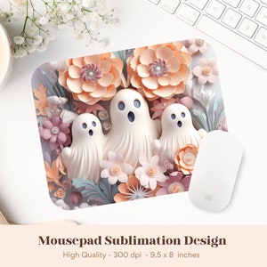 Halloween Mousepad Png, 3d Mouse Pad Sublimation Designs, 3d Sublimation Mousepad, Halloween Mouse Pad, Cute Ghost Mousepad  Png, Fall Png