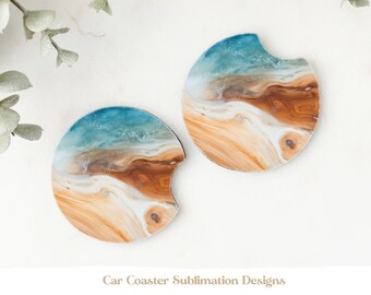 Wood Coaster Png, Wood Car Coaster Sublimation Design, Resin Coasters Png, Marbled Car Coasters Png, Summer Car Coaster, Wood Coaster Design