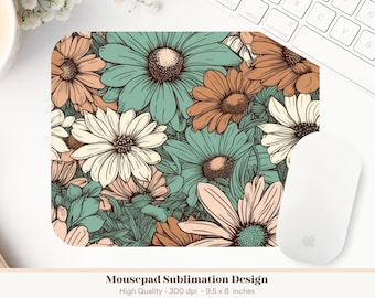 Retro Mousepad Png, Gänseblümchen Maus Pad Png Sublimationsentwürfe, Boho Mousepad Png, Retro Blume Mousepad Png, Herbst Mousepad Png, Herbst Maus Pad