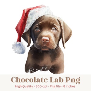 Laboratoire de chocolat png, chien de Noël png, labrador retriever png, chiot avec bonnet de noel png, décoration de Noël png, conception de sublimation de chien de compagnie