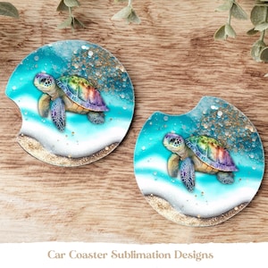 Strand-Untersetzer-Sublimation, Strand-Auto-Untersetzer-Sublimationsdesign, Ozean-Untersetzer, Ozean-Auto-Untersetzer, Sommer-Auto-Untersetzer, Tropische Untersetzer
