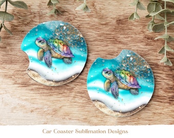 Beach Coaster Sublimation, Beach Car Coaster Sublimation Design, Ocean Coasters, Ocean Car Coasters, Summer Car Coasters, Tropical Coasters