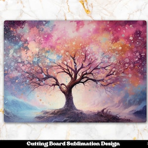 Herbst Schneidebrett Sublimationsdesign, Schneidebrett Png, Baum des Lebens Sublimation, Glas Schneidebrett Png, Küche Sublimations Designs