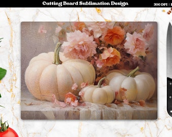Herbst-Schneidebrett Sublimationsentwurf, Schneidebrett Png, Herbst-Kürbis Sublimation, Glas-Schneidebrett Png, Küche Sublimation Designs