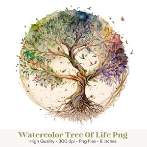 Arbre de vie aquarelle Png, sublimation d'arbre de vie, Clipart arbre de vie, arbre des quatre saisons Png, Clipart arbre aquarelle, sublimation d'arbre