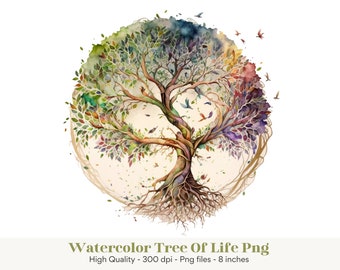 Watercolor Tree of Life Png, Tree of Life Sublimation, Tree Of Life Clipart, Four Seasons Tree Png, Watercolor Tree Clipart,Tree Sublimation