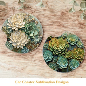 Succulente auto-achtbaan png, boho-onderzetter sublimatieontwerp, planten auto-onderzetter png, groene auto-onderzetters, 3D-sublimatie onderzetter ontwerpen