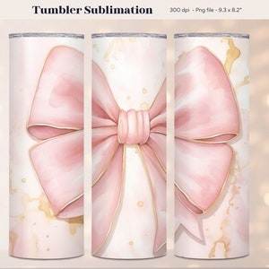 Coquette Tumbler Wrap, 20 oz Tumbler Sublimation, Pink Bow Tumbler Wrap, Balletcore Png Tumbler, Preppy Tumbler, Pastel Peach Tumbler Png