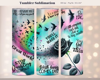 Positive Affirmations Tumbler Wrap, Daily Reminders Tumbler Png, 20 oz Tumbler Sublimation Design Digital Download PNG Inspirational Tumbler