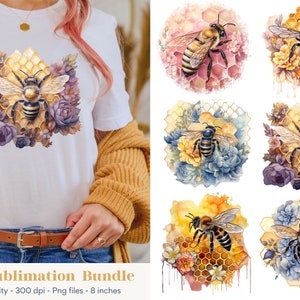 Honingbij png, hommelsublimatie png, bijensublimatieontwerpen, Floral Bee png, bij T-shirt png, hommelsublimatie, honingraat png