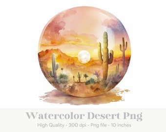 Désert Png, Aquarelle Western Png, Désert coucher de soleil Png, Paysage désertique Png, Sublimation western, Sublimation désert, Cactus Png, Boho png