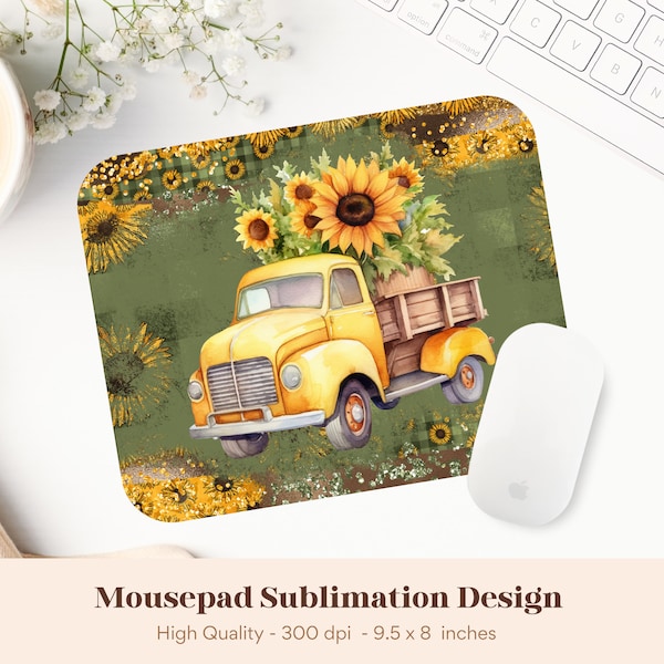 Sunflower Mousepad Png, Sunflower Mouse Pad Sublimation Designs, Fall Mousepad Png, Western Mousepad Png, Autumn Floral Mousepad Sublimation