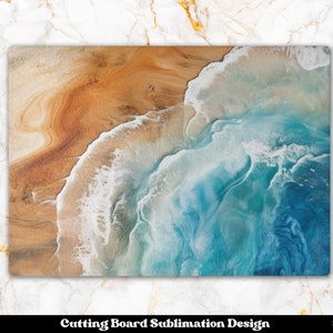 Ocean - Shoreline Ocean Wood Bar Board with Handle - 18-in - B