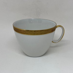 Thomas Exquisit Kaffeetasse mit Goldrand, Porzellan, Dreiecksmuster, Nummer 032, Erbstück, Made in Germany, Vintage