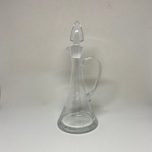 Vintage glass carafe with lid, cut floral pattern, retro carafe for decoration and gift