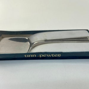 Tinn Pewter serving cutlery, vintage serving spoon, 16 cm in original box, heirloom, gift wedding birthday, festive cutlery
