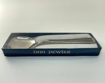 Serving cutlery spoon, Tinn Perwter, vintage in original box!