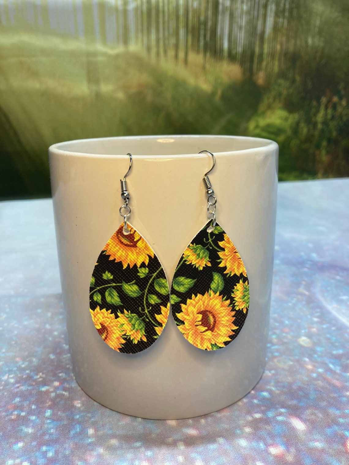 Leather Sunflower Earrings Leather earrings sunflower Etsy