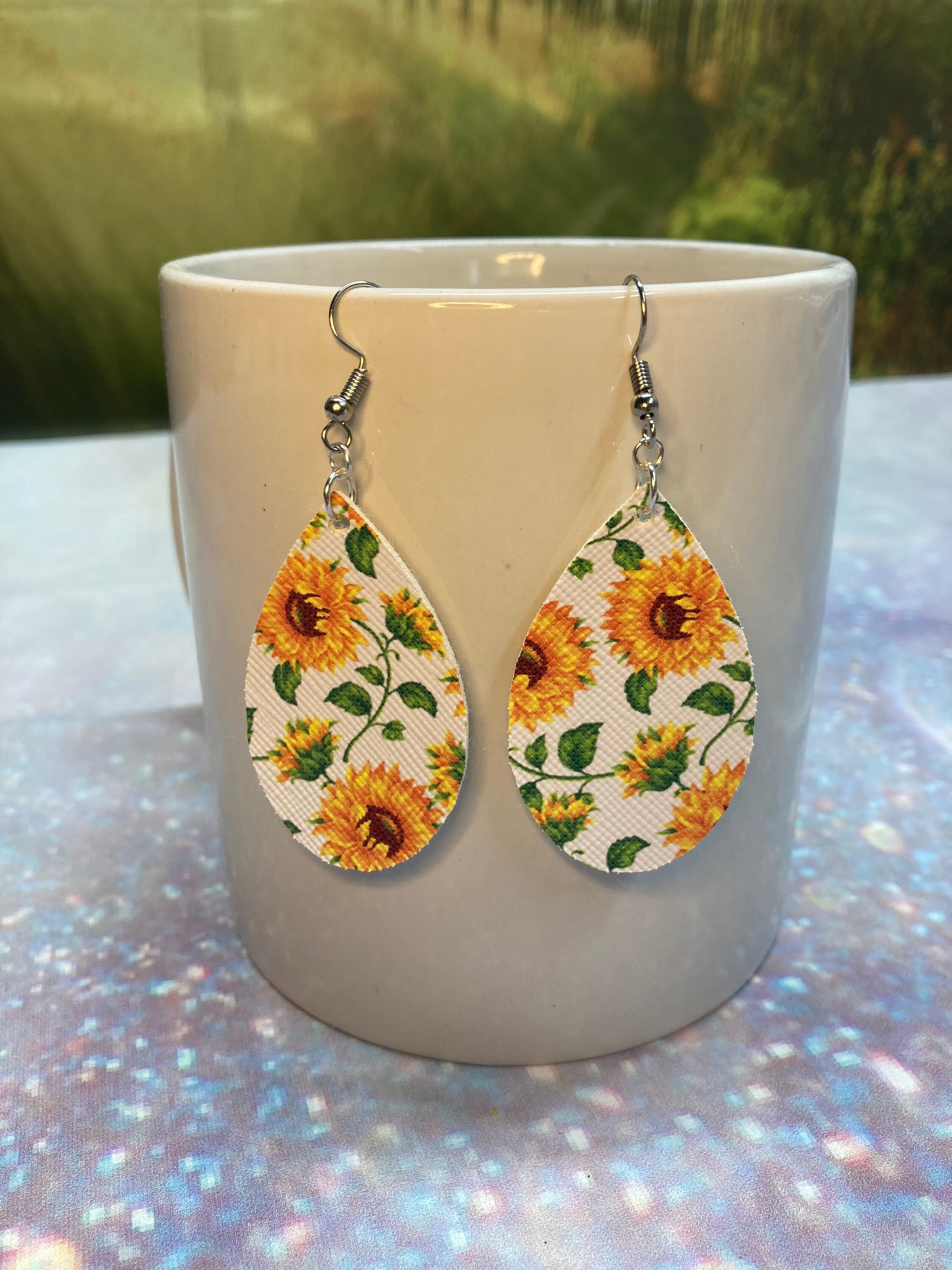 Leather Sunflower Earrings Leather earrings sunflower Etsy