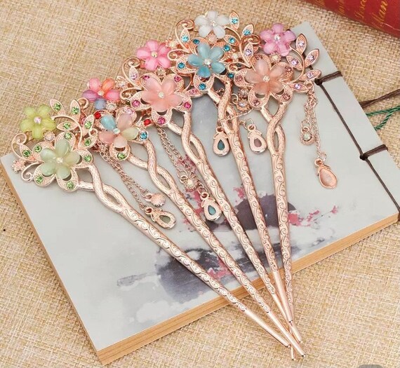 Classical Double Flower Hair Clip Pin Accessory Shiny Etsy