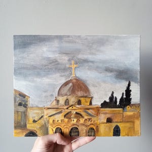 Church of Holy Sepulchre in Jerusalem Acrylic Painting 8 by 10 inches