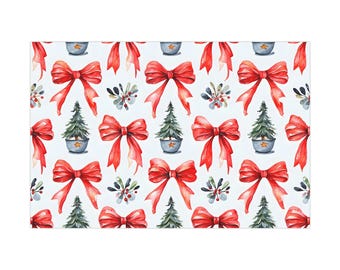 Coquette red bow and Christmas tree Wrapping Paper Gift Wrap Paper