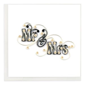 Quilled Mr. & Mrs. Wedding Card – Handmade Elegant Paper Art, Delicate 3D Design, Classic Wedding Celebration, Blank Inside