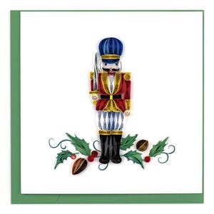 Quilled Nutcracker Christmas Card – Handmade Festive Paper Art, Classic 3D Holiday Design, Traditional Seasonal Keepsake, Blank Inside
