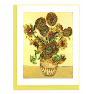 Sunflowers Quilled Greeting Card - Van Gogh-Inspired Handmade Art Card, 3d Quilled Paper Card, Blank Inside, Fine Art Gift