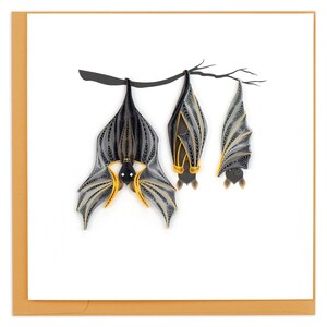 Quilled Bat Card, Halloween Greeting Card, Handmade Paper Art imagem 2