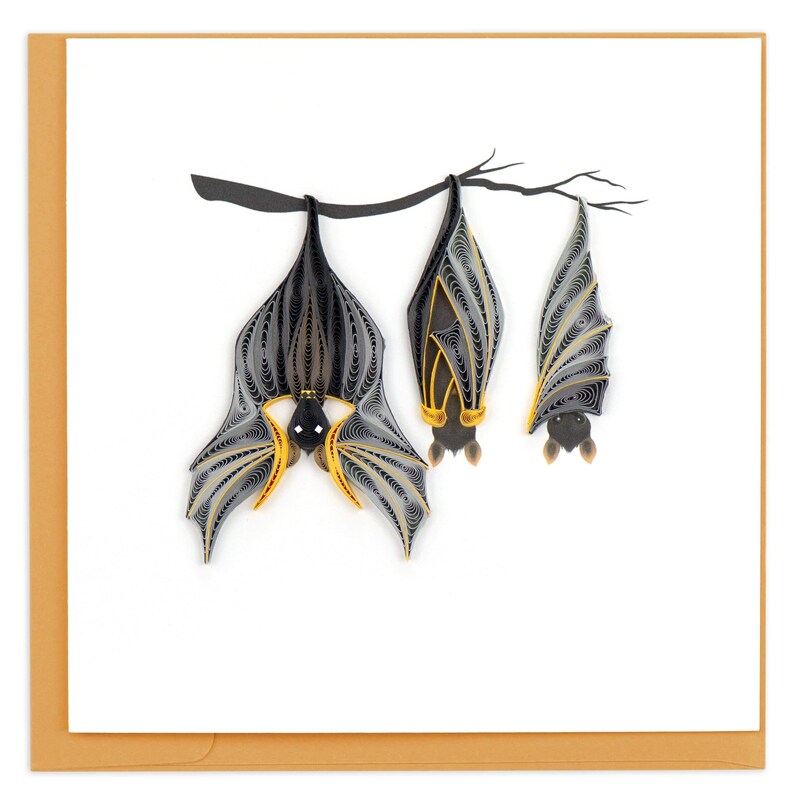 Quilled Bat Card, Halloween Greeting Card, Handmade Paper Art imagem 2
