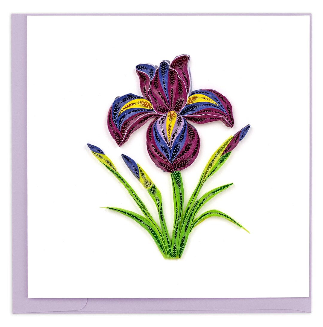 Quilled Iris Flower Greeting Card – Handmade Detailed Paper Art ...