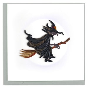 Quilled Witch Halloween Card, Witchcraft, Witchy, Happy Halloween, Silhouette, Full Moon Art, Vintage Scrapbooking, Halloween Party Favor