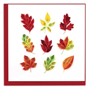 Quilled Fall Foliage Leaves Greeting Card – Handmade 3D Paper Art, Warm Autumn Design, Seasonal Keepsake, Blank Inside