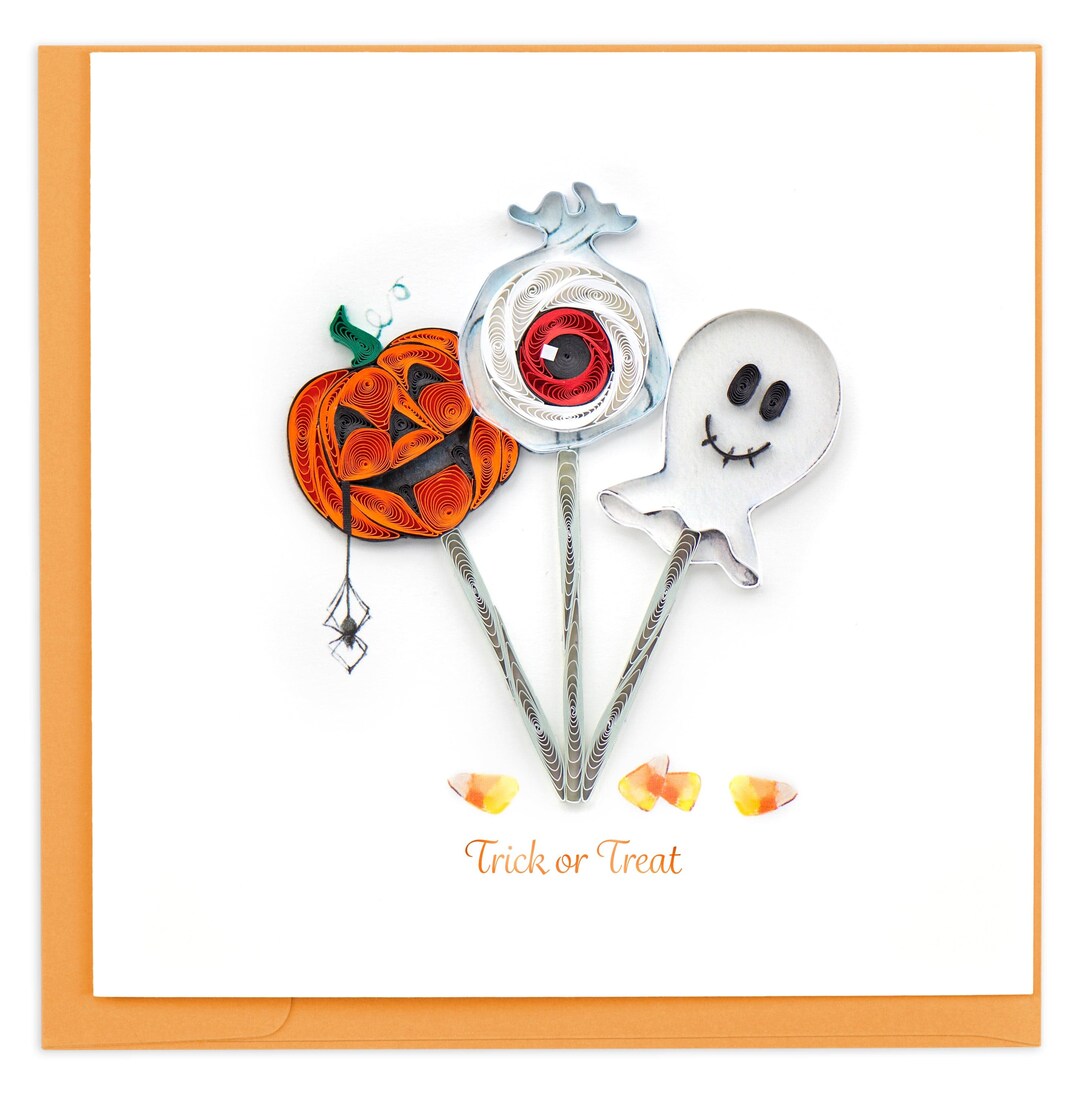 Quilled Trick or Treat Halloween Card Card for Halloween Etsy