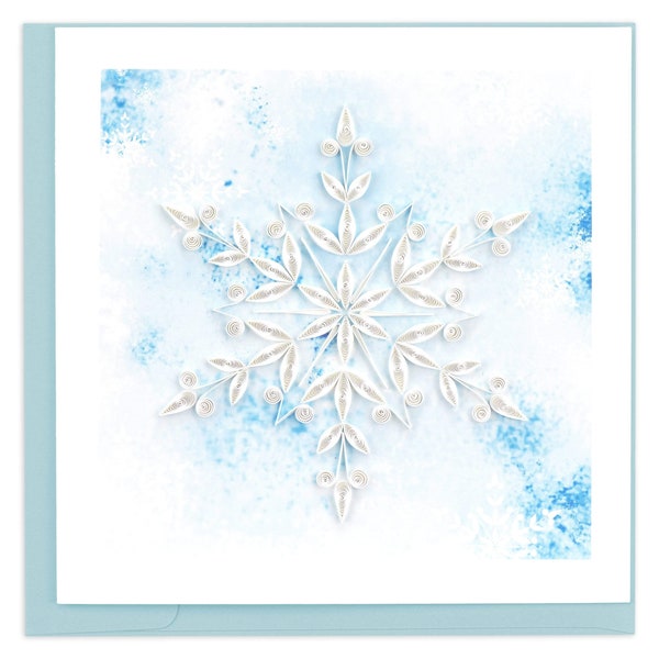 Quilled Snowflake Greeting Card, Seasonal Decor, Holiday Art, Gift For Her, Season's Greetings for Anyone, Watercolor Paintings, Fine Art