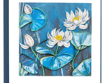 Quilled Lotus Pond Greeting Card