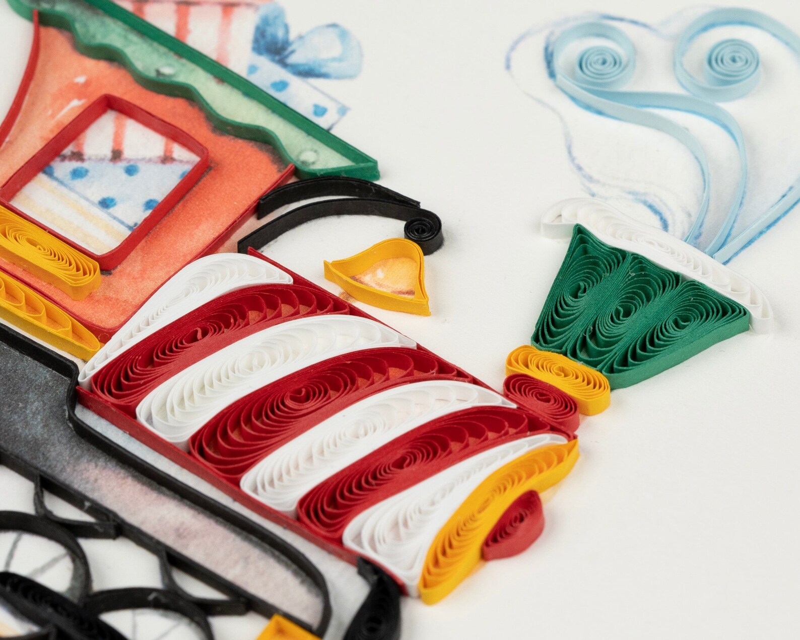 Quilled Christmas Train Greeting Card Train Decor Gift for Etsy