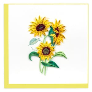 Quilled Wild Sunflowers Greeting Card – Handmade Vibrant Paper Art, Bold 3D Floral Design, Cheerful Botanical Keepsake, Blank Inside