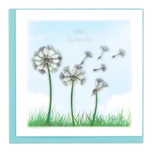 Quilled Sympathy Dandelions Greeting Card – Handmade Condolence Card, Gentle 3D Paper Art, Thoughtful Floral Design, Blank Inside