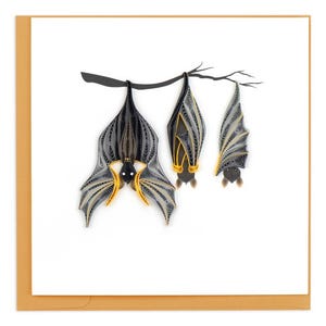Quilled Bat Card, Halloween Greeting Card, Handmade Paper Art imagem 1