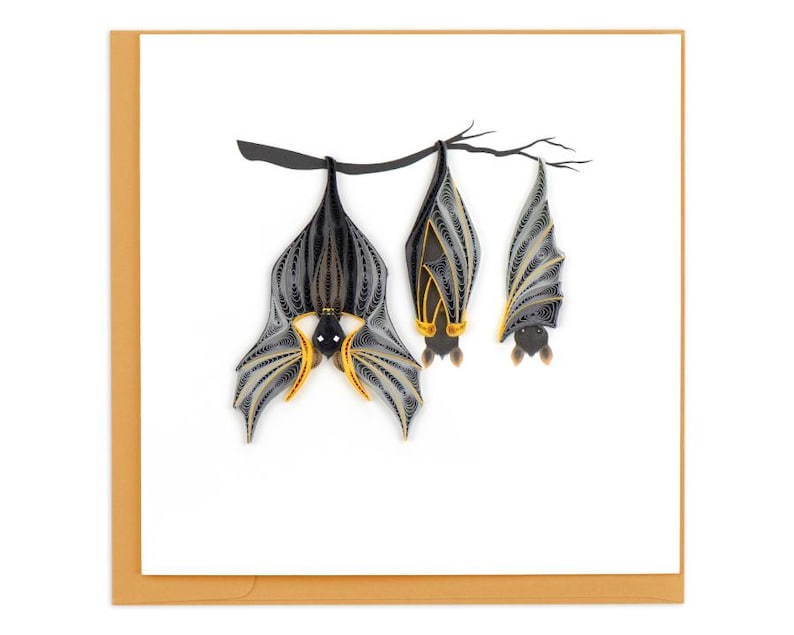 Quilled Bat Card, Halloween Greeting Card, Handmade Paper Art imagem 1