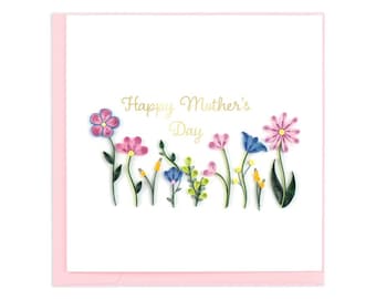 Quilled Mother’s Day Wildflowers Greeting Card – Handmade 3D Paper Art, Elegant Floral Design, Thoughtful Keepsake, Blank Inside