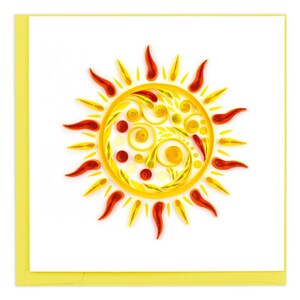 Quilled Sun Greeting Card – Handmade Radiant Design, Vibrant 3D Paper Art, Warm and Cheerful Floral Motif, Blank Inside
