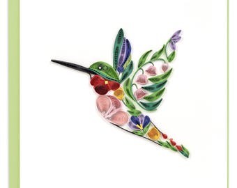 Quilled Decorative Floral Bird Greeting Card – Handmade 3D Paper Art, Bird Design, Unique Keepsake, Blank Inside