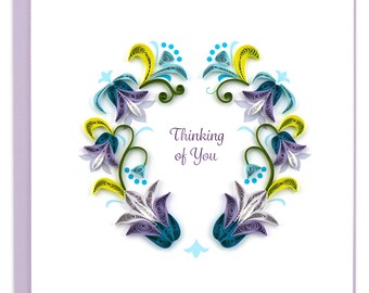 Quilled Thinking of You Greeting Card, sympathy gift loss of mother, Sympathy Gift Loss of Father, Floral Wall Art, Bereavement Gift,