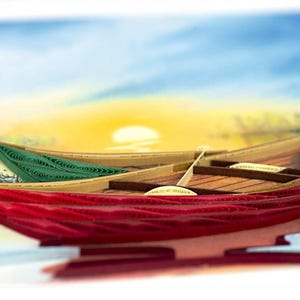 Quilled River Canoes Greeting Card – Handmade Elegant Paper Art