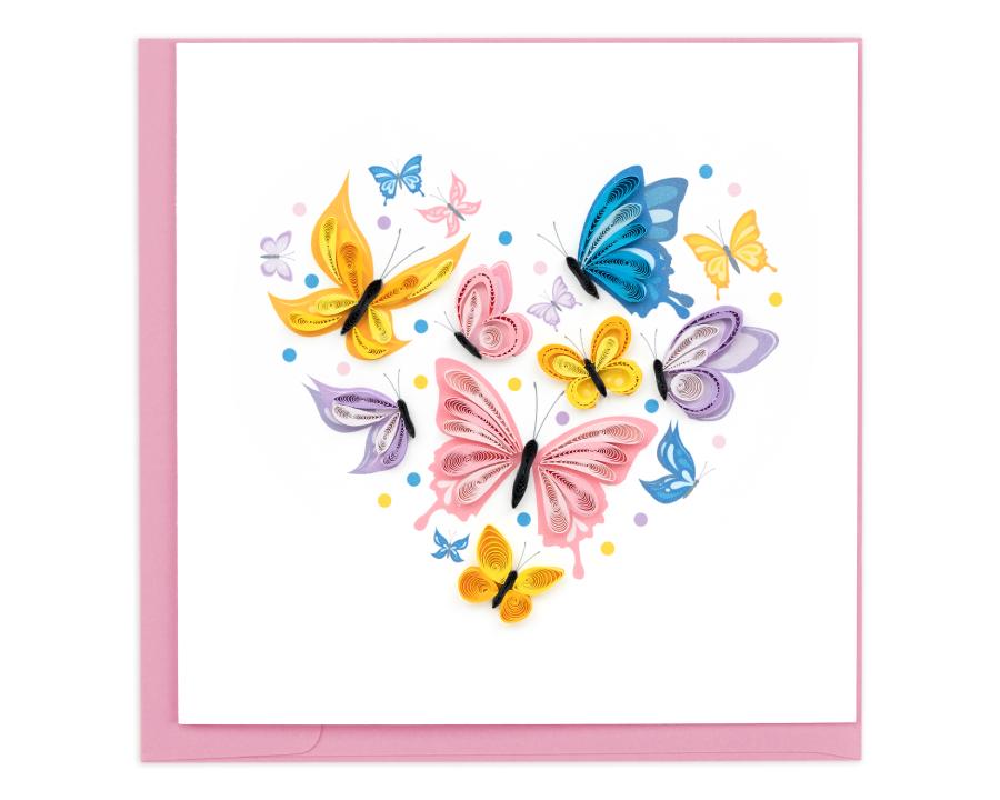 Quilled Butterfly Heart Greeting Card – Handmade 3D Paper Art, Romantic ...