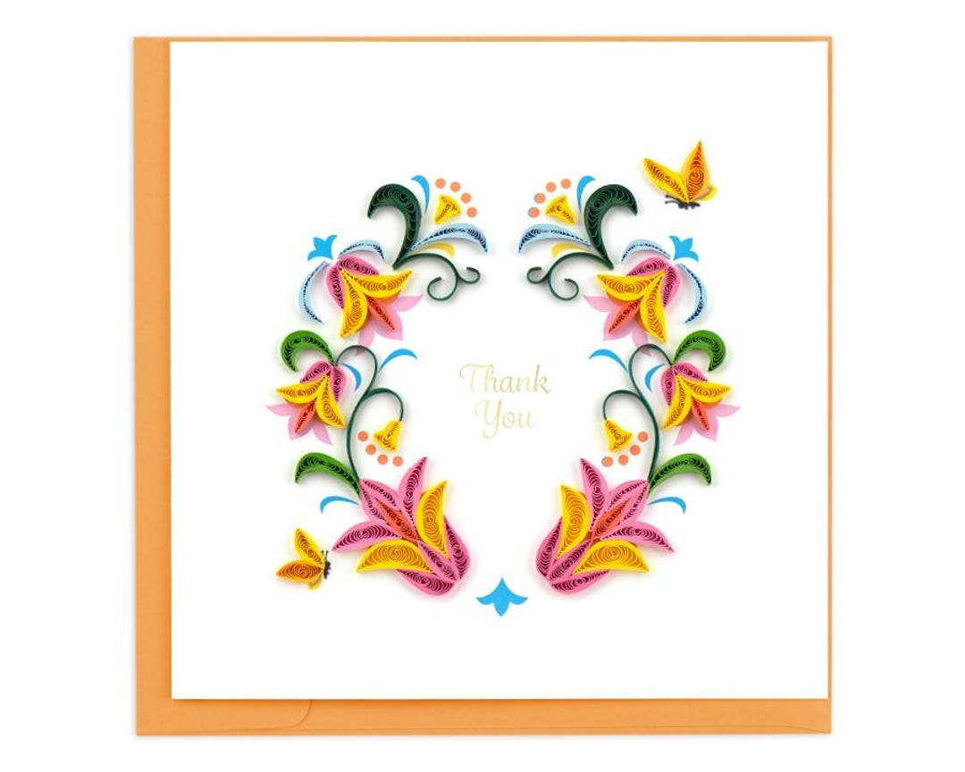 Quilled Flower Wreath Thank You Card – Handmade Delicate Paper Art ...
